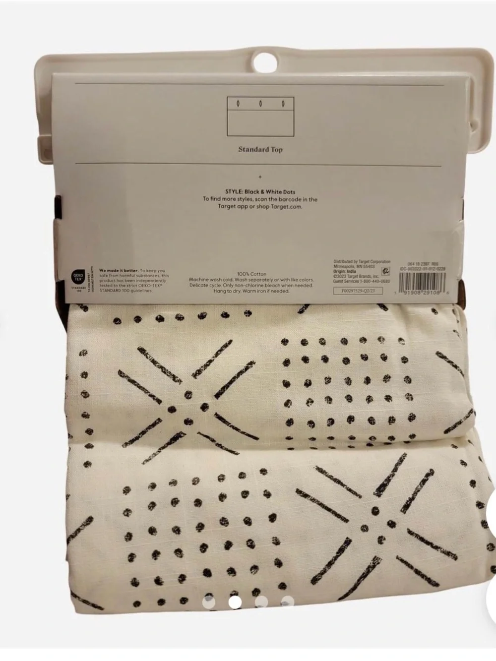 Threshold Cream Shower Curtain with Black Dot & Star Prints